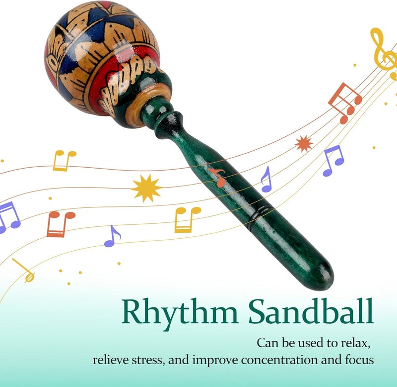 GOGHOST 1 Pack Handmade Wooden Maraca for Adults, 10.7" Professional African Hand Percussion Rattles, Handpaint Rumba Shaker Musical Instrument, Fiesta Mexican Party Favors(Green) - Image 4
